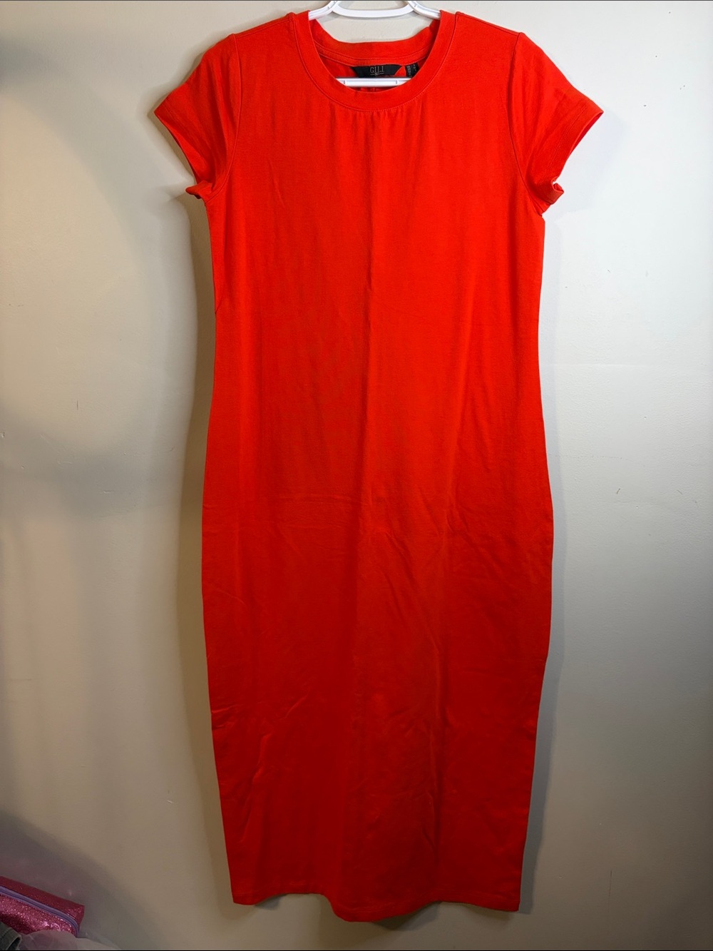 G.I.L.I. Vibrant Orange Crewneck maxi dress Size Small EUC #28